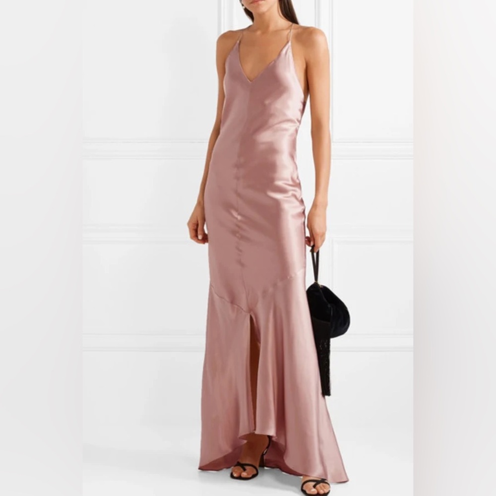 NWT MICHAEL LO SORDO Silk-satin gown PINK UK 14 / US 10 $740 - Picture 3 of 14